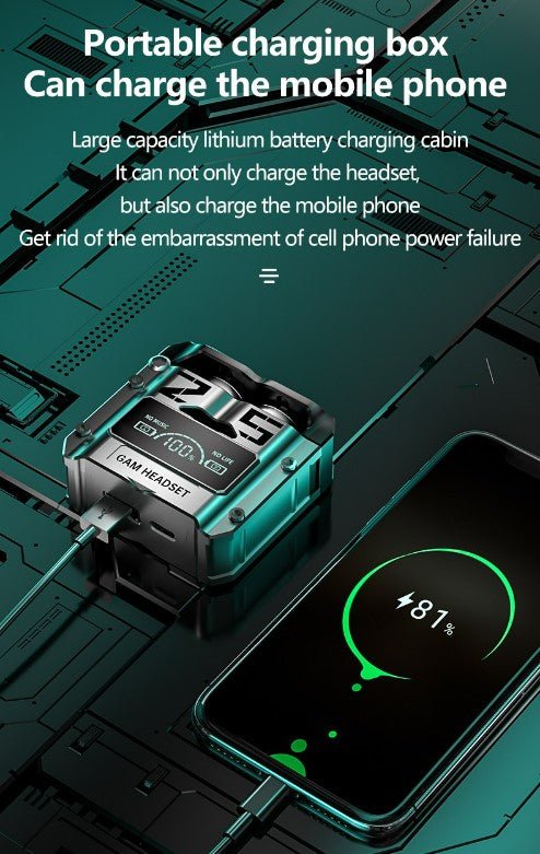M25 Wireless Binaural TWS 5.2 Power Bank Bluetooth Gaming Headset New Style - NUTECH SOLUTIONS