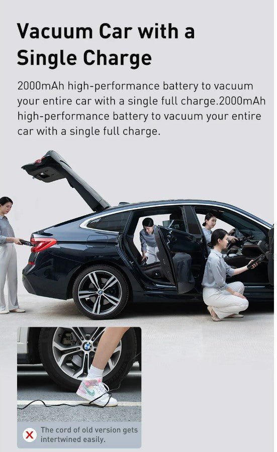 Baseus A1 Car Vacuum Cleaner 4000Pa Wireless Vacuum For Car Home Cleaning - White - NUTECH SOLUTIONS