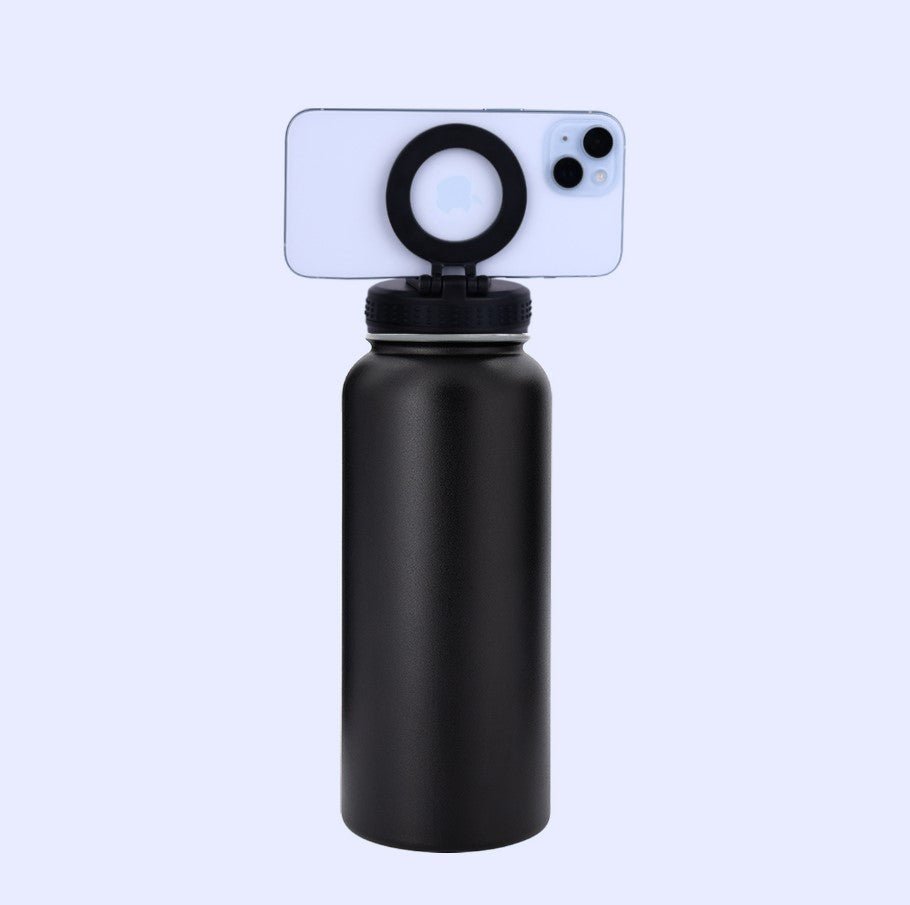 32oz Stainless Steel 304 Double-Layer Insulated Bottle with Phone Holder Magnetic Suction Cover - NUTECH SOLUTIONS