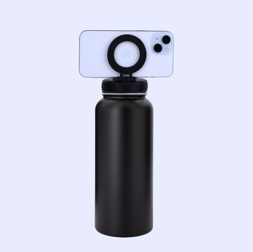 32oz Stainless Steel 304 Double-Layer Insulated Bottle with Phone Holder Magnetic Suction Cover - NUTECH SOLUTIONS