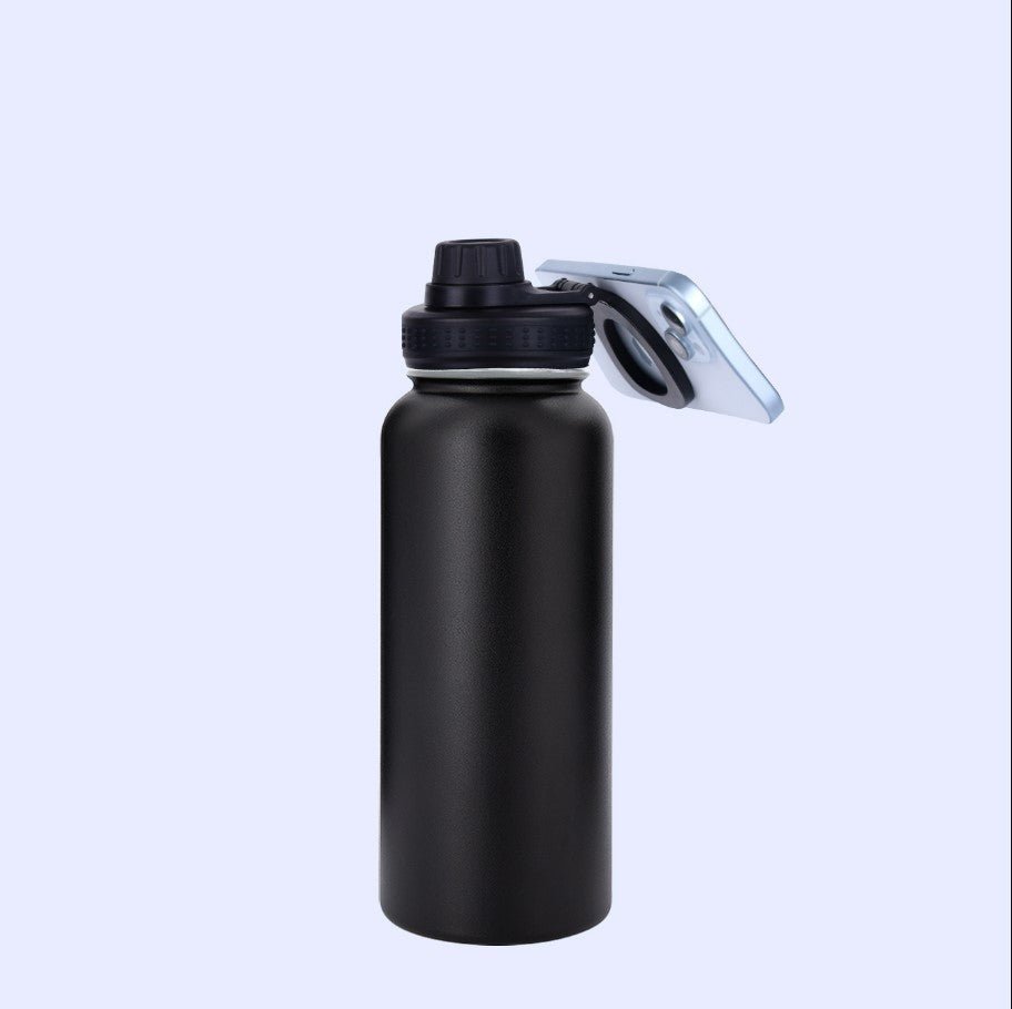 32oz Stainless Steel 304 Double-Layer Insulated Bottle with Phone Holder Magnetic Suction Cover - NUTECH SOLUTIONS